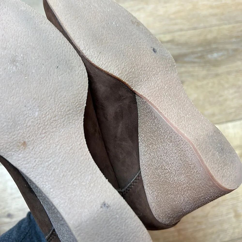 Vanessa Bruno Athe Brown Leather Pull On Wedge Booties 36/6